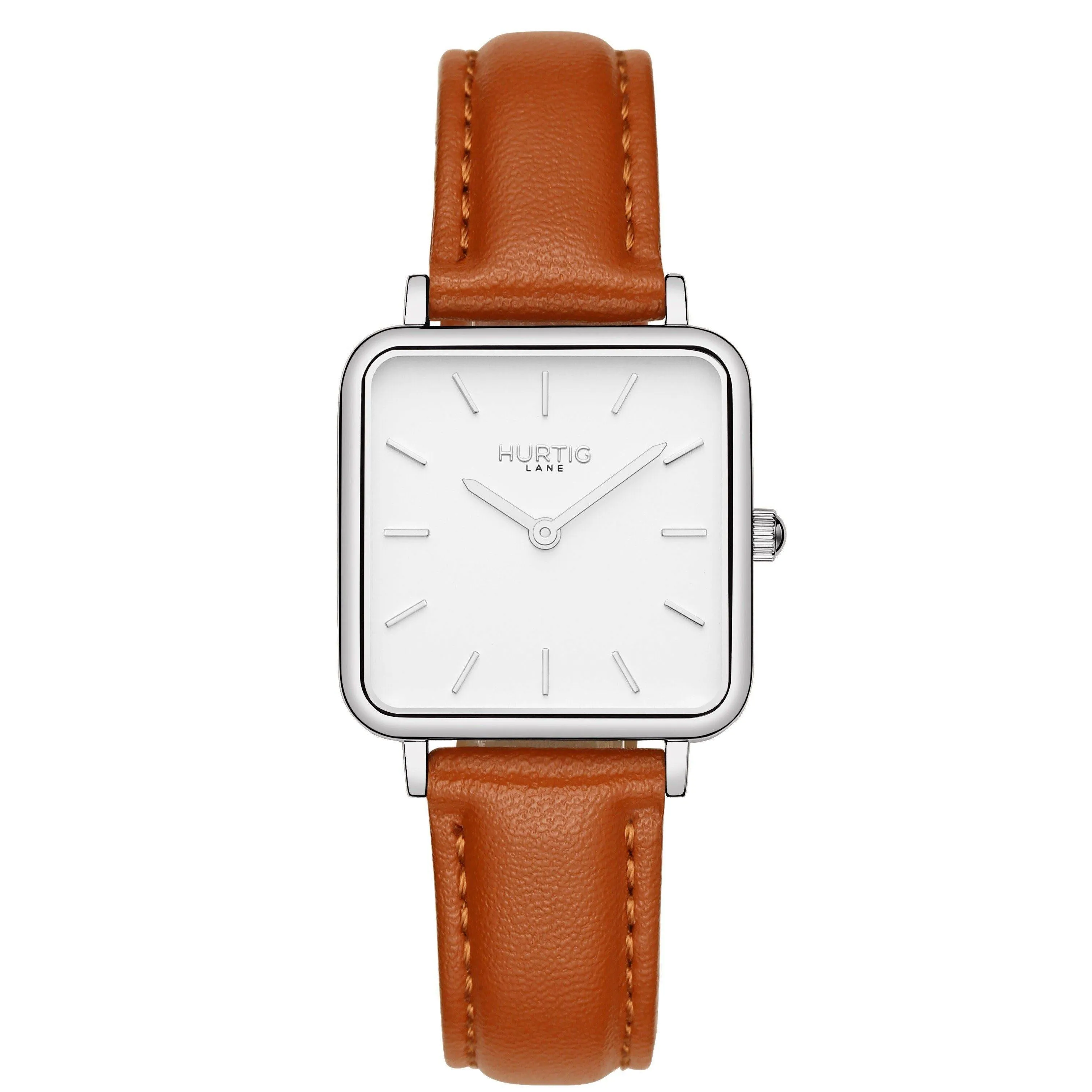 Neliö Square Stainless Steel Watch Silver, White & Gold
