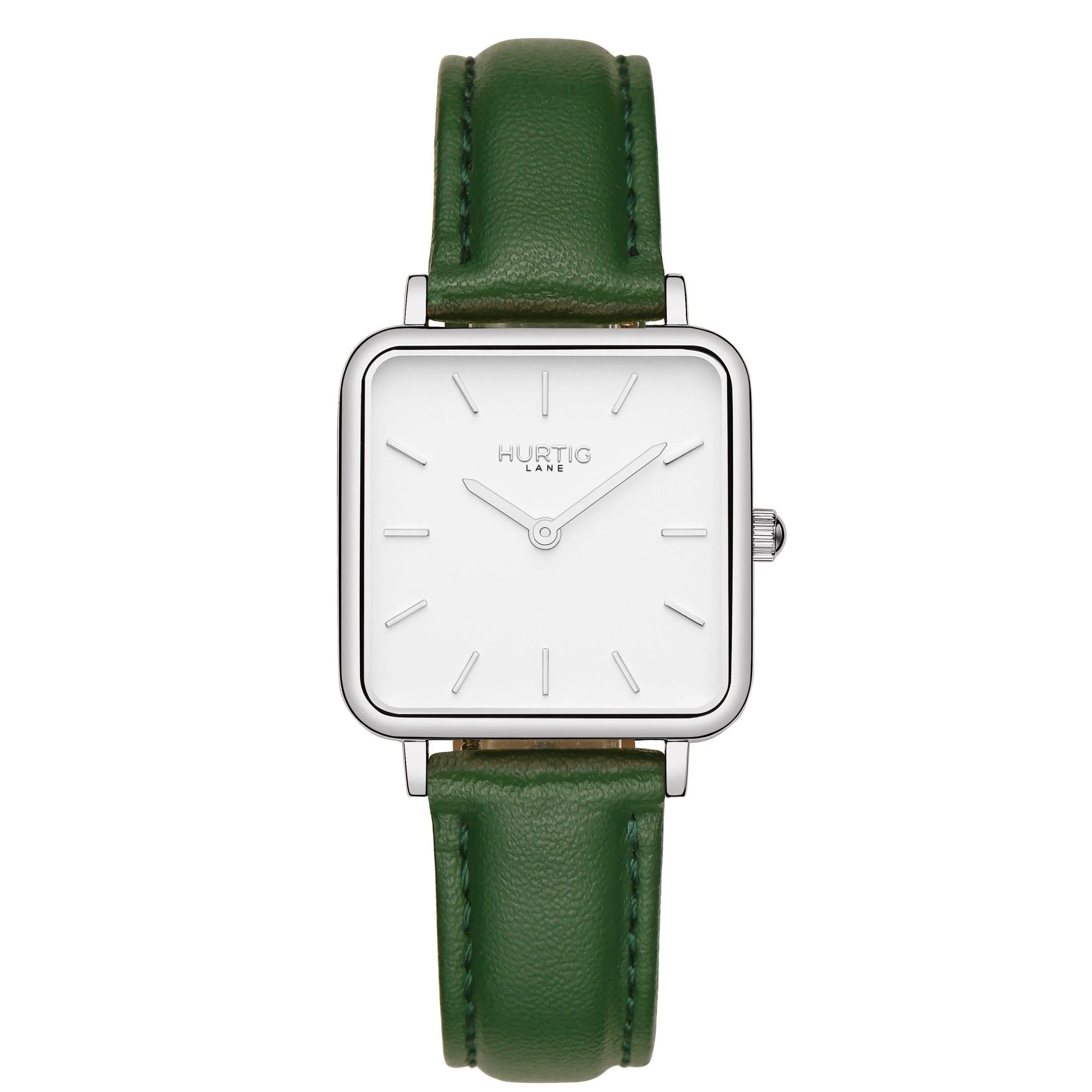 Neliö Square Stainless Steel Watch Silver, White & Gold