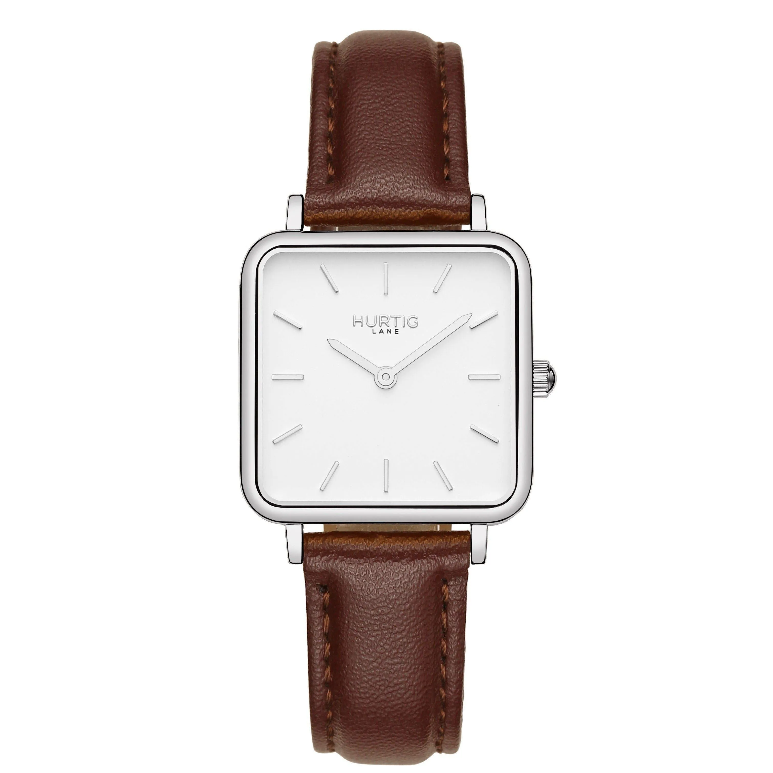 Neliö Square Stainless Steel Watch Silver, White & Gold