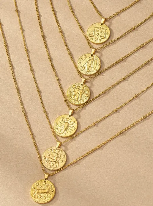 New Moon Zodiac Sign Necklace