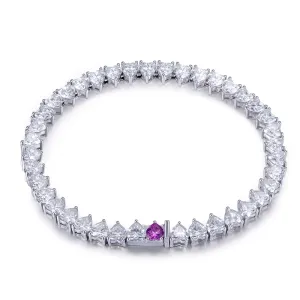 New product fashion jewelry gift 18K white gold pink sapphire heart cut moissanite diamond tennis bracelet