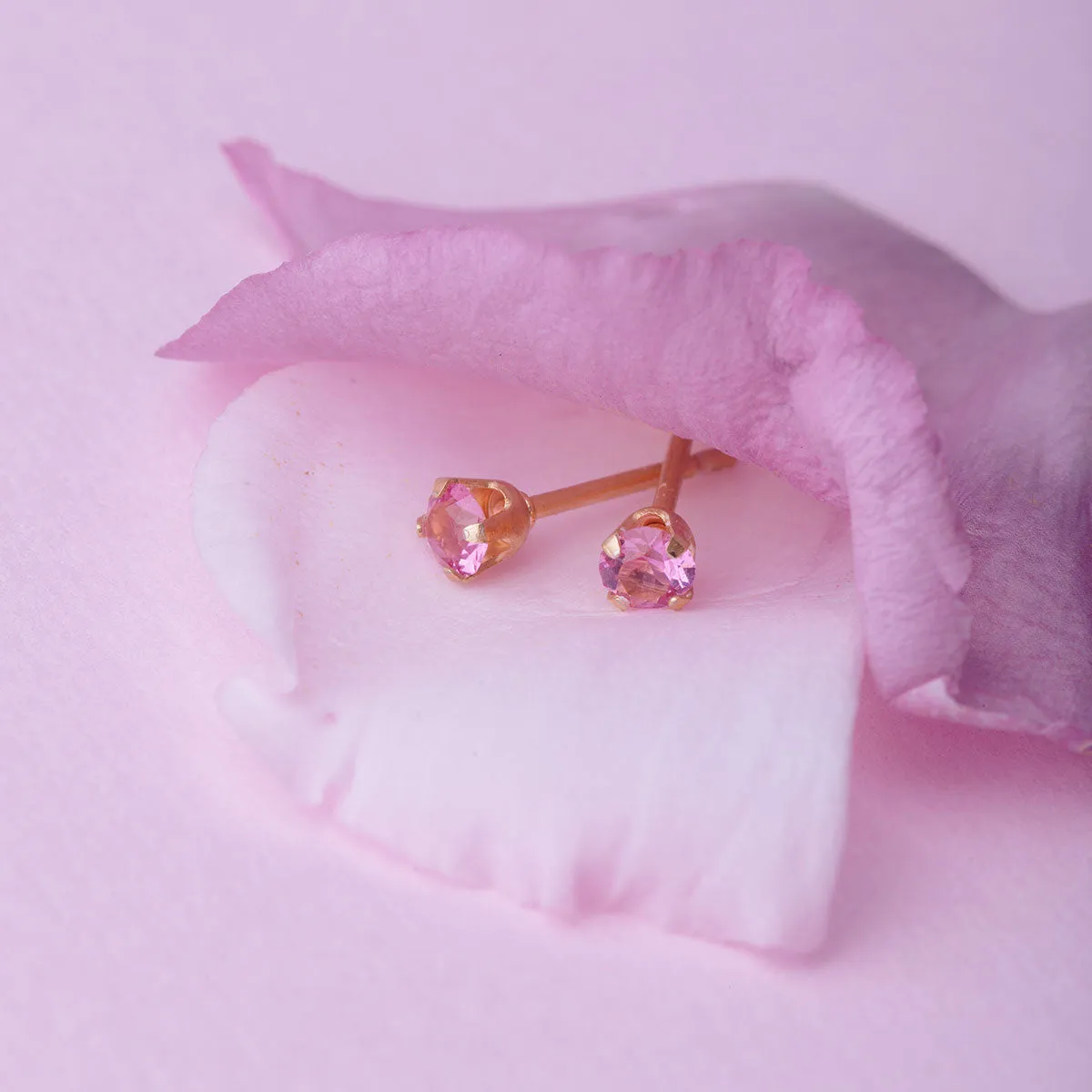 October Birthstone 14k Gold Plated Stud Earrings