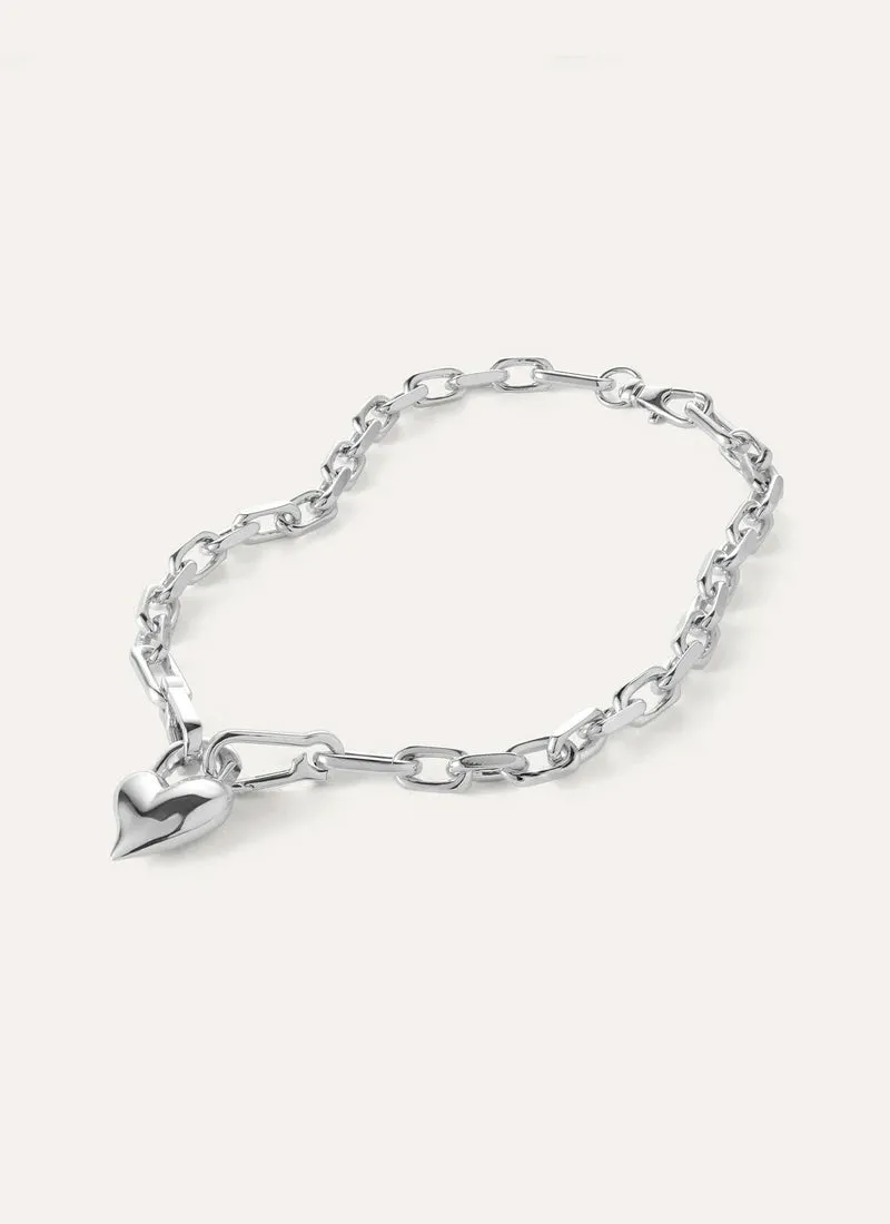 Padlock Heart Pendant Necklace Silver