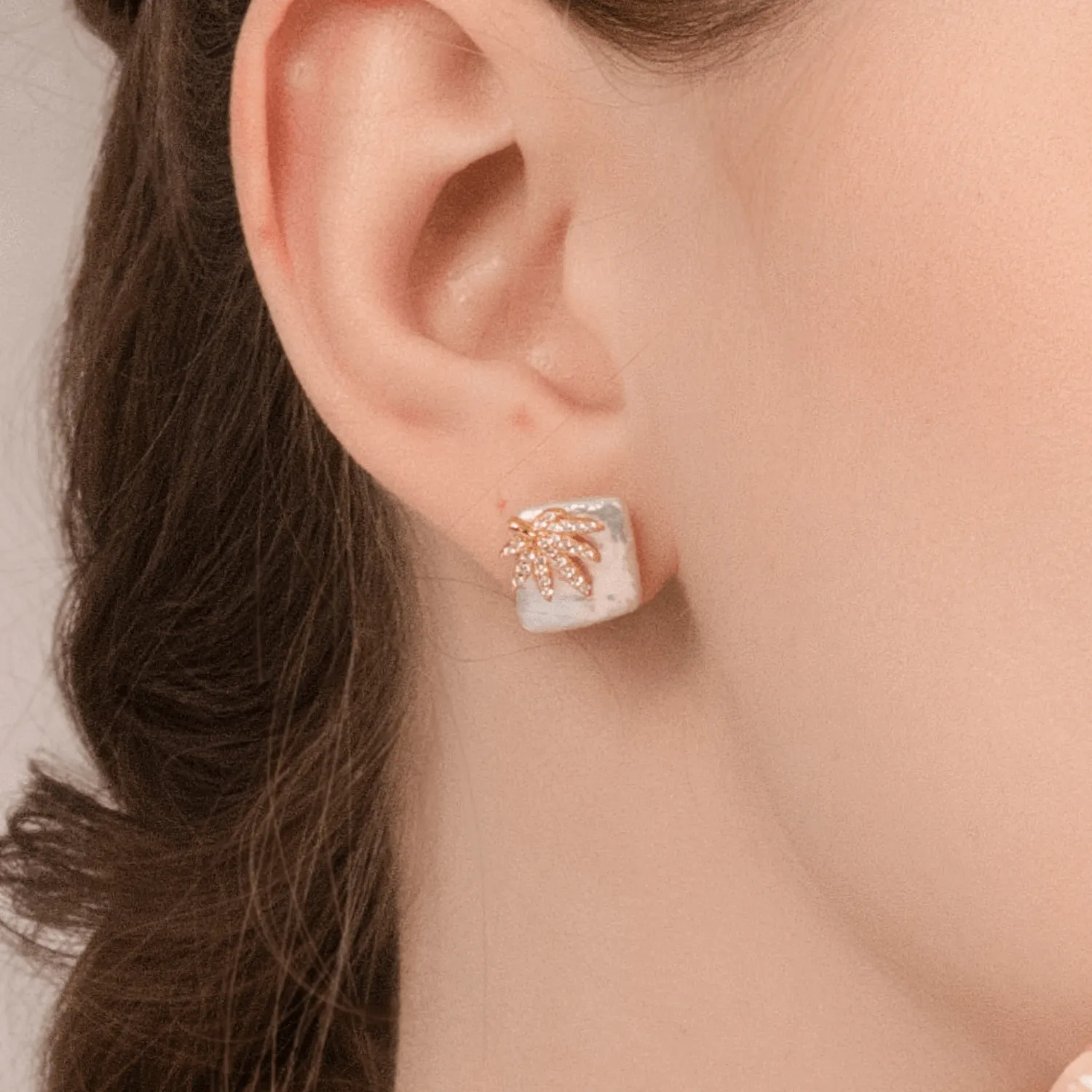 Palm Leaf Stud Earrings
