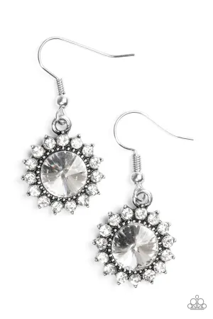 Paparazzi Earring ~ Bring In The BEAM Team - White