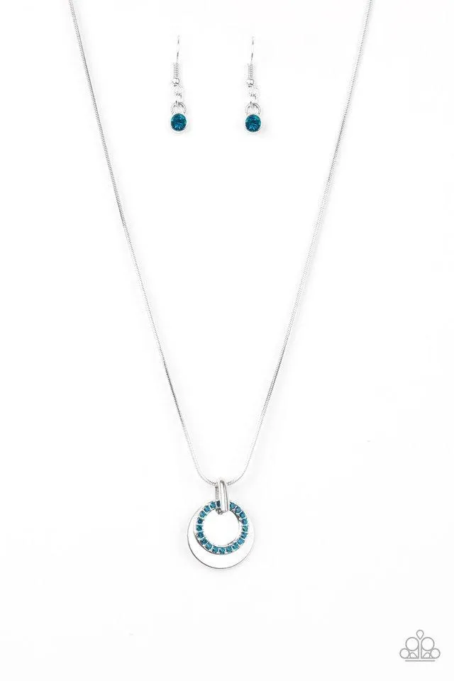 Paparazzi Front and CENTERED - Blue Rhinestone Necklace