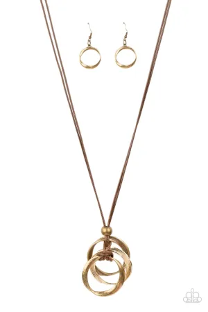 Paparazzi Harmonious Hardware Brass Long Necklace
