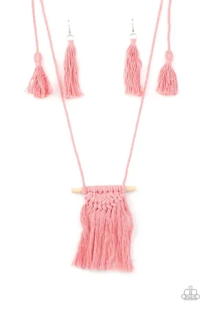 Paparazzi Necklace ~ Between You and MACRAME - Pink