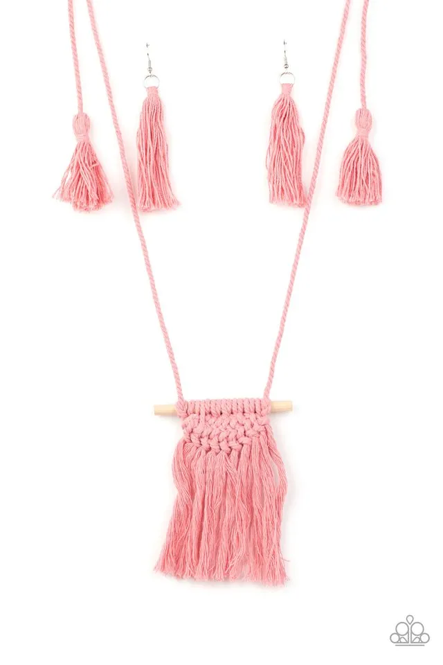 Paparazzi Necklace ~ Between You and MACRAME - Pink