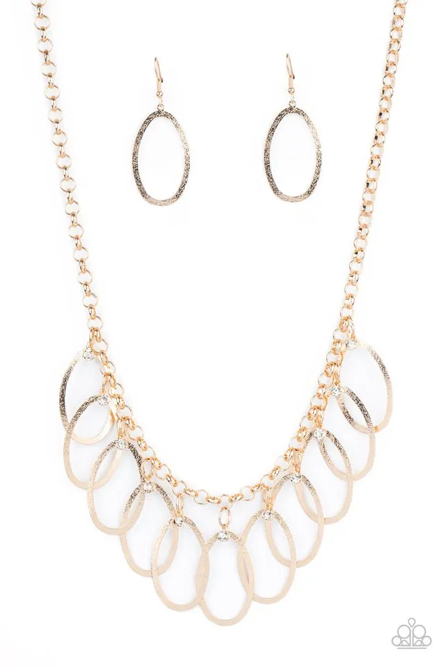 Paparazzi Necklace ~ Double OVAL-time - Gold