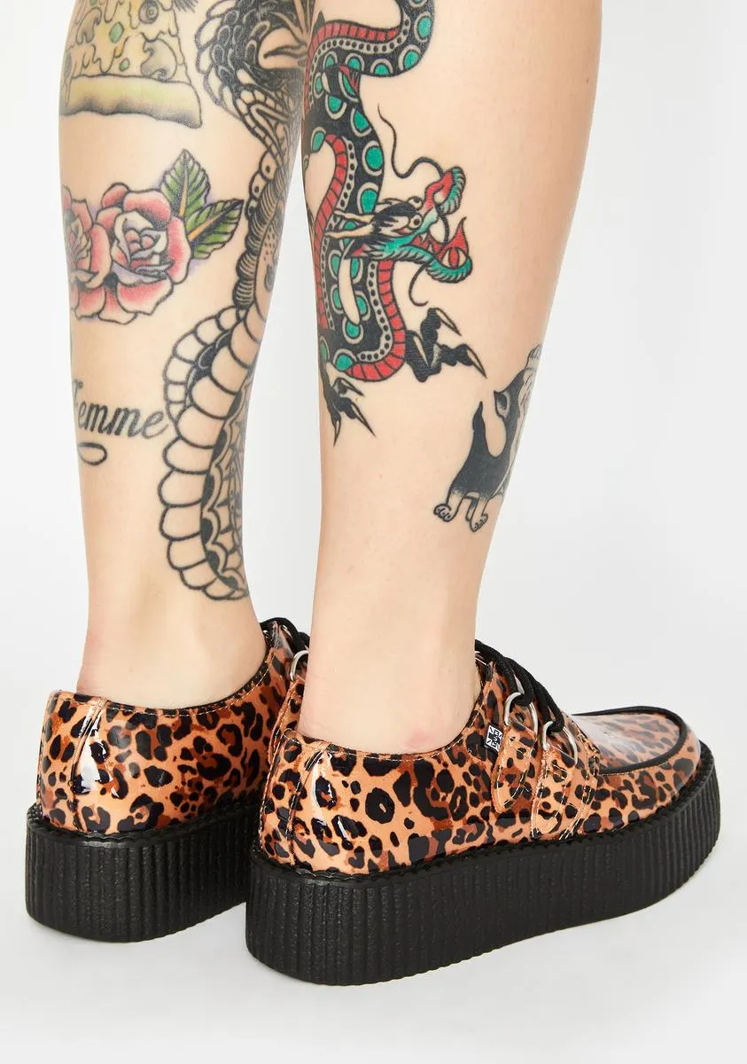 Patent Leopard Lace Up Creepers