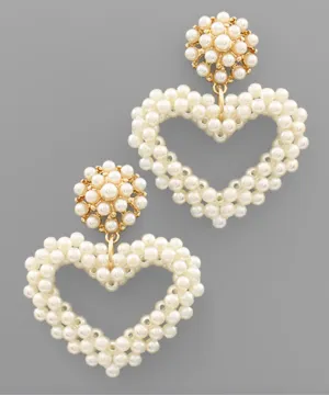 Pearl Heart Dangle Earrings