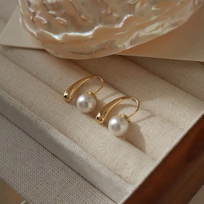 Pearl Teardrop Hoops