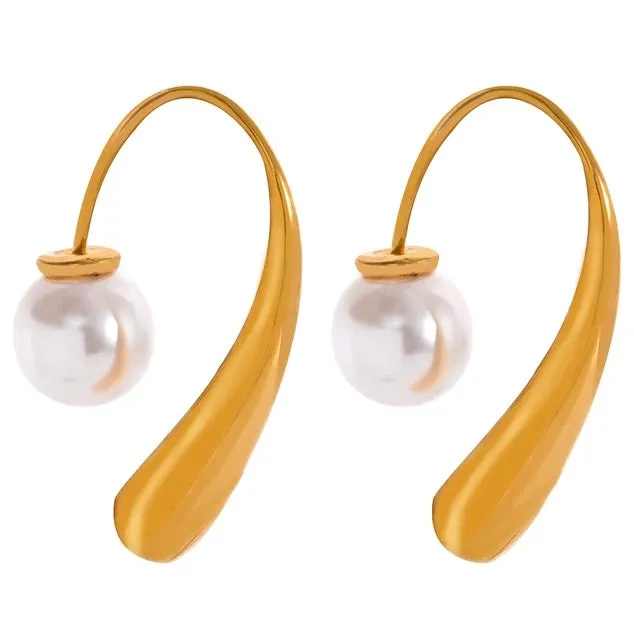 Pearl Teardrop Hoops