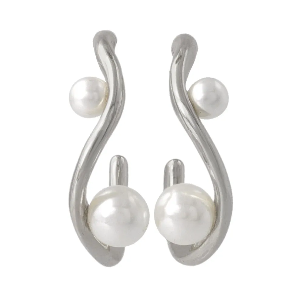 Pearly Twisty C Earrings