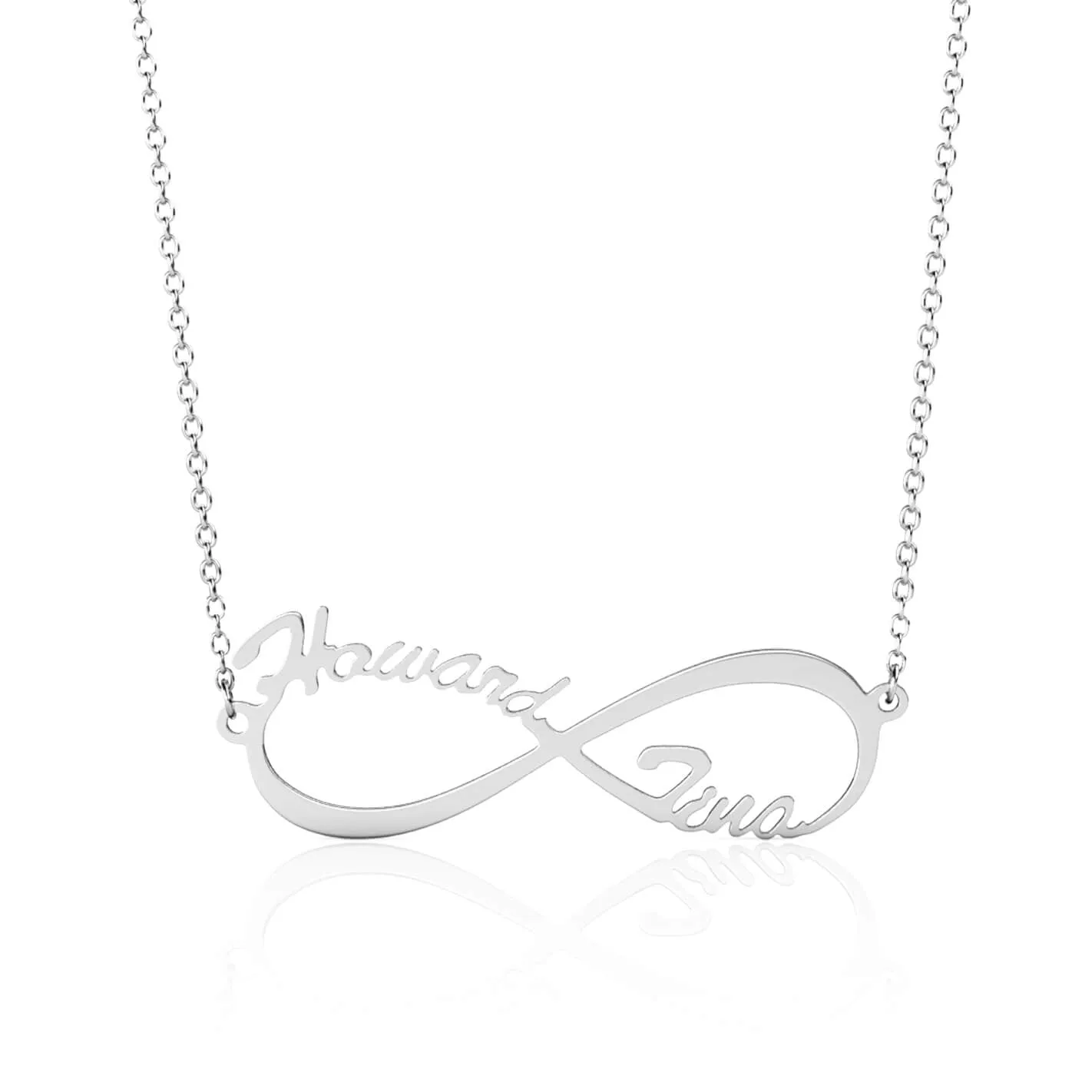 Personalised Infinity Two Names Necklace Sterling Silver