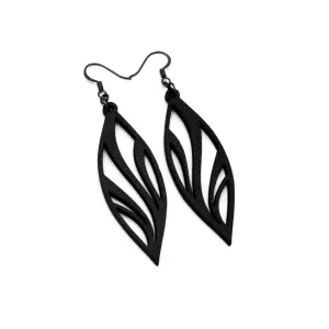 Petal 02 [S] // Leather Earrings - Black
