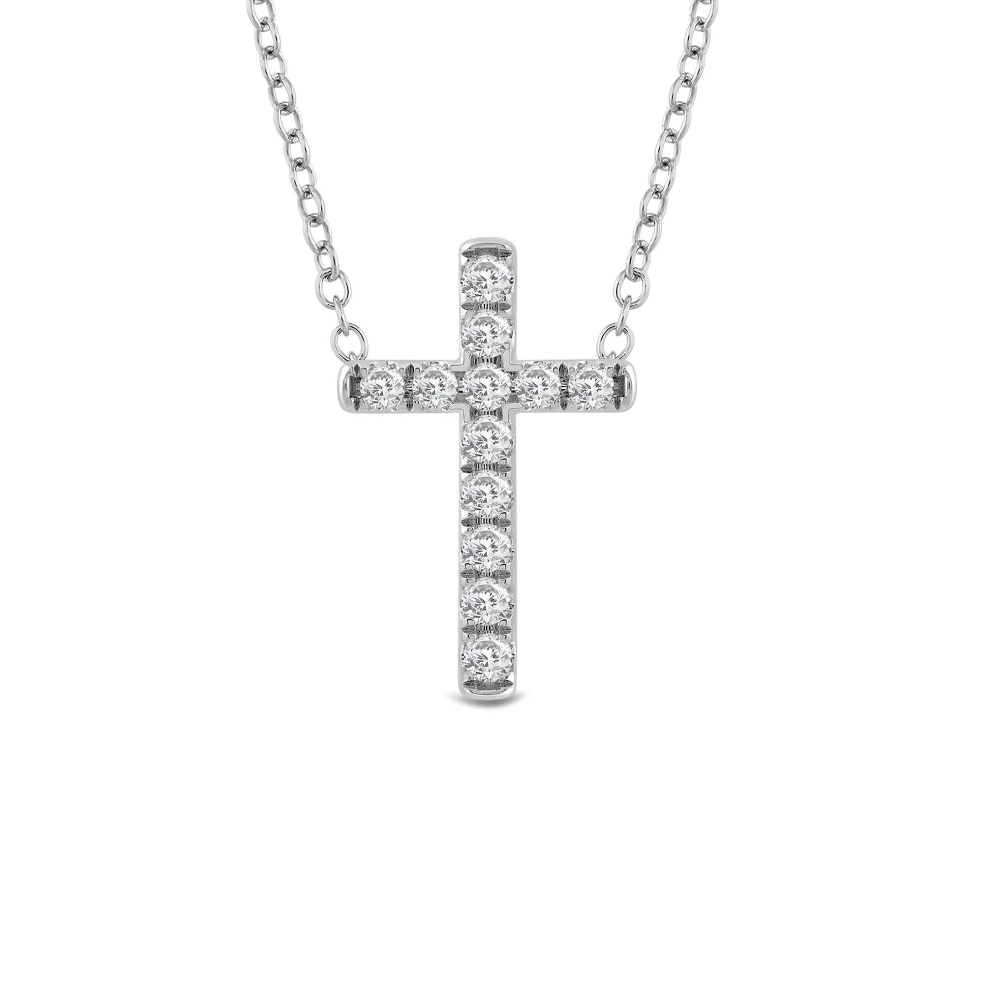 Petite Lab Created Diamond Cross Necklace