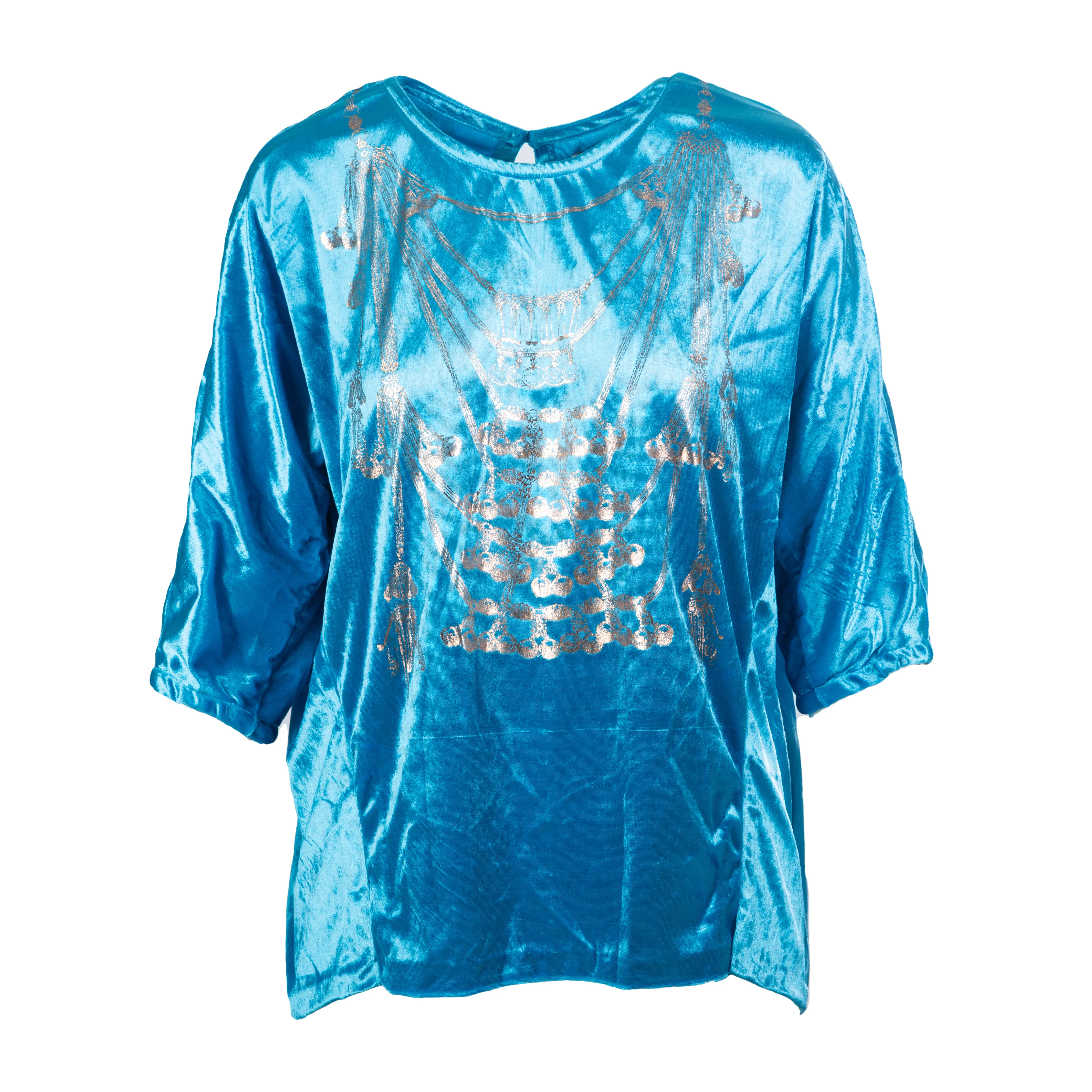 PRINTED VELVET BLOUSE