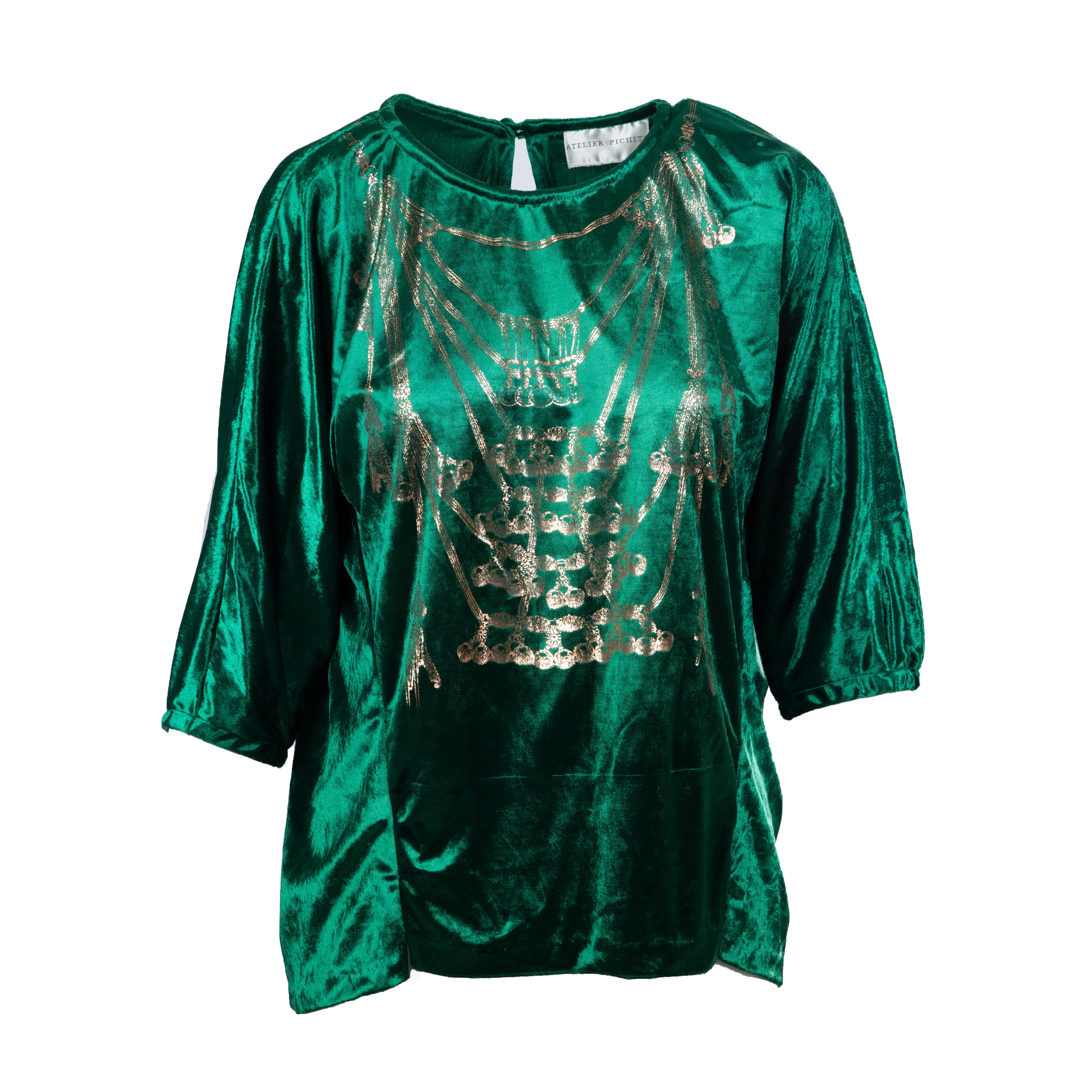 PRINTED VELVET BLOUSE