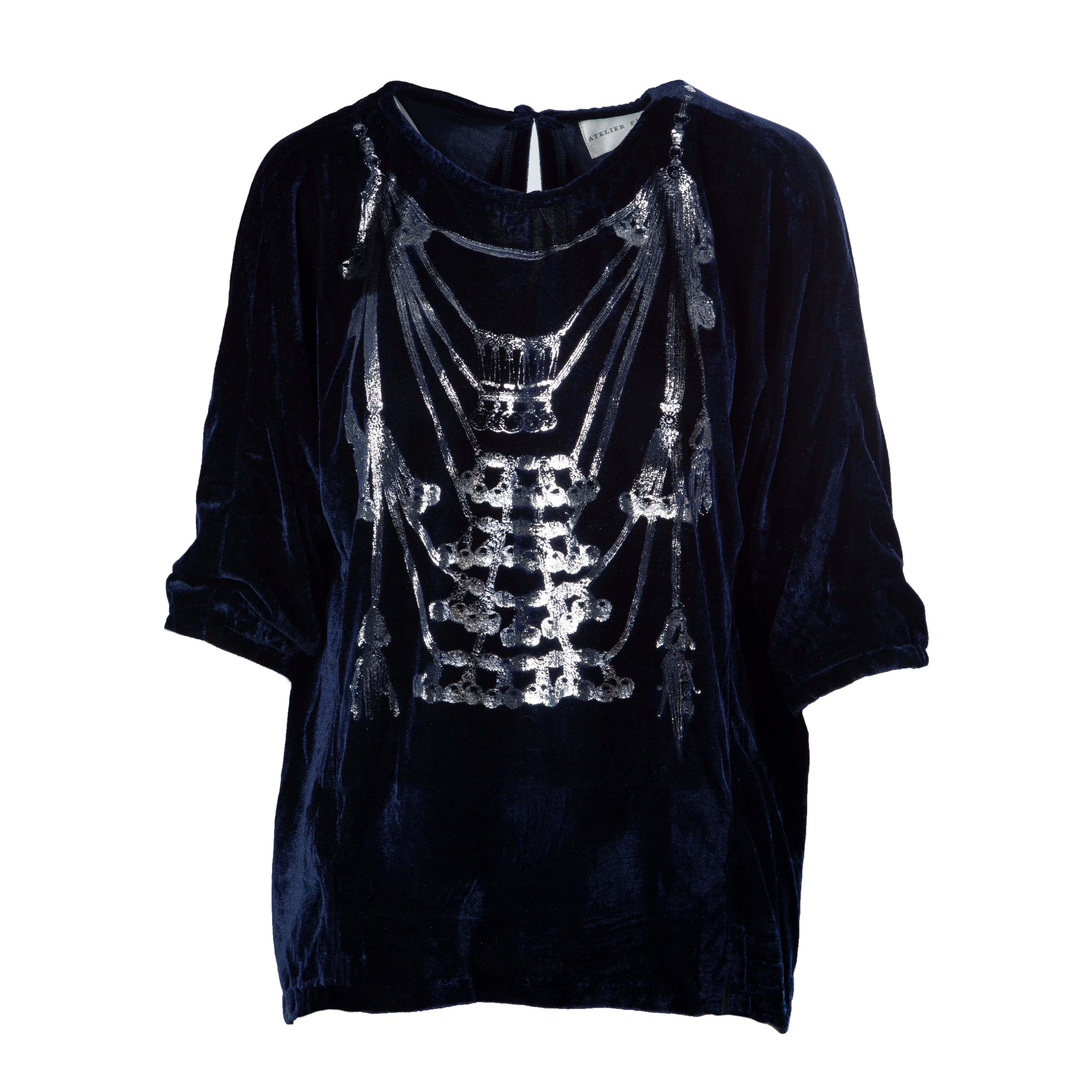 PRINTED VELVET BLOUSE