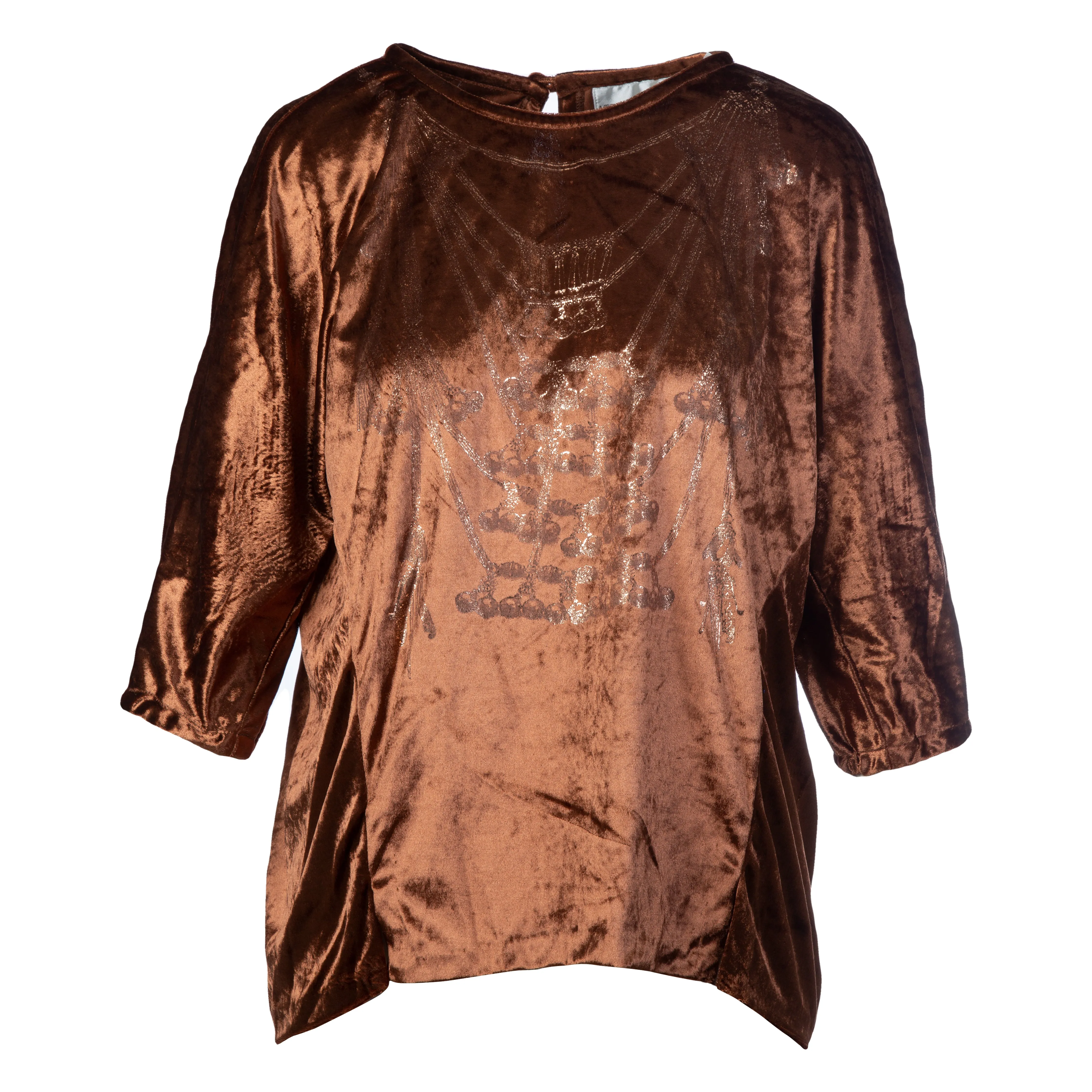 PRINTED VELVET BLOUSE