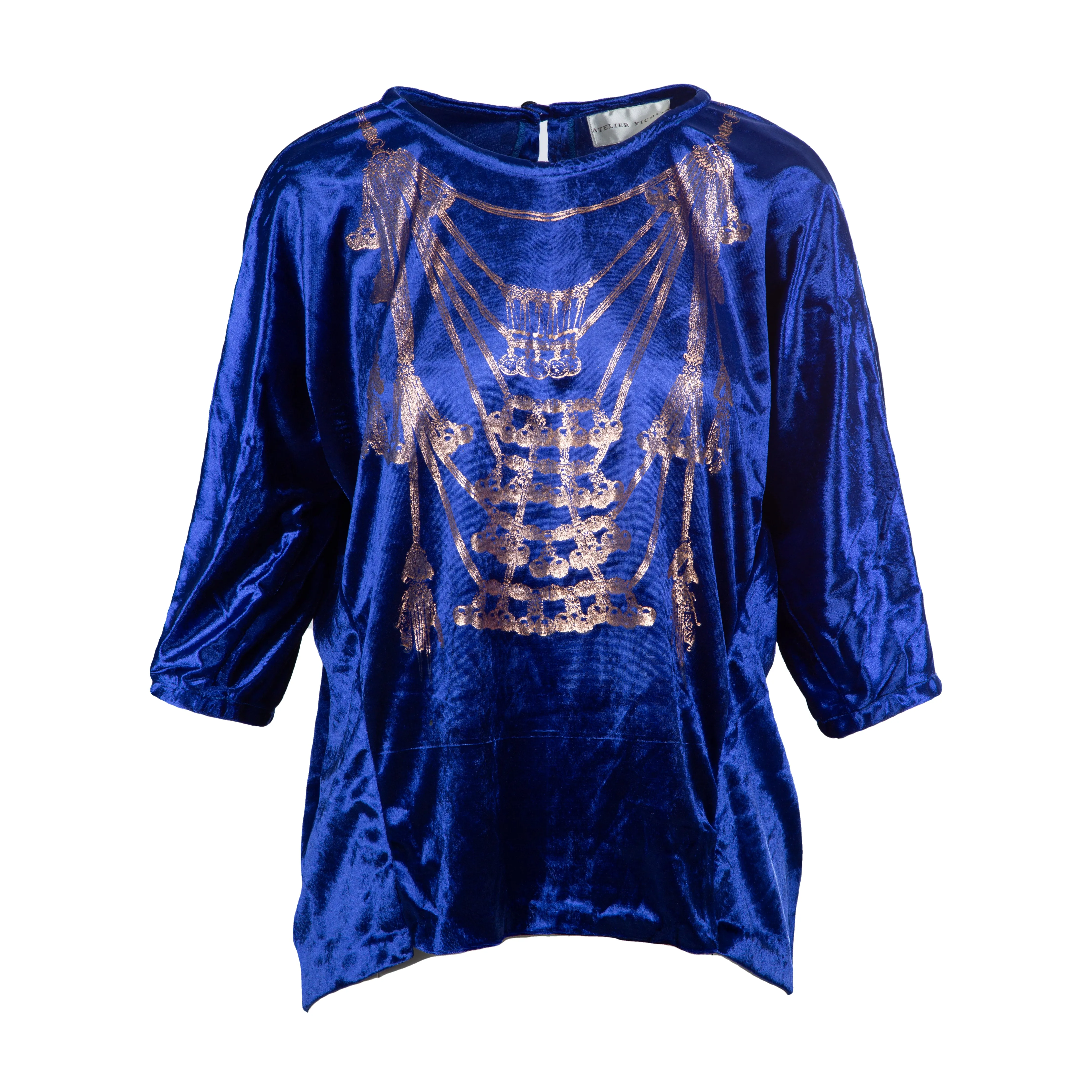 PRINTED VELVET BLOUSE
