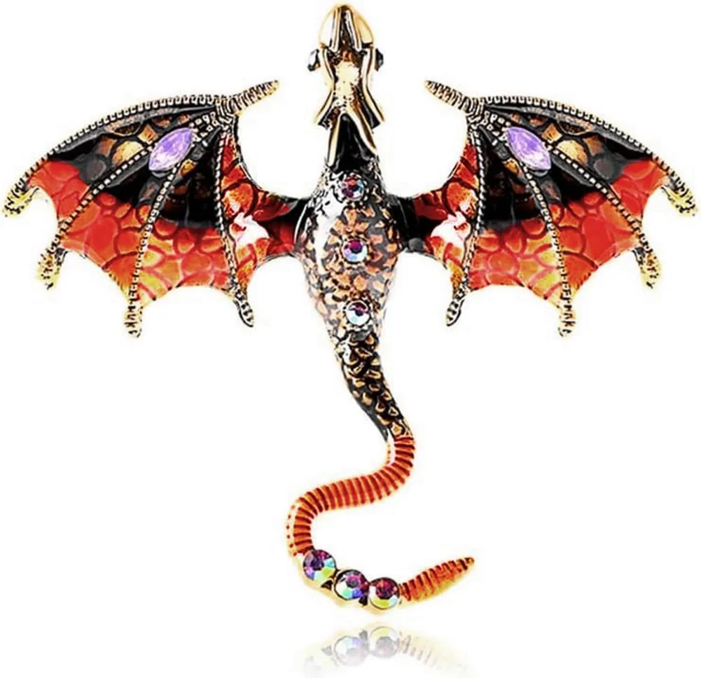 Punk Dragon Brooch Vintage Enamel Dragon Brooch Dragon Animal Brooch Suit Lapel Pin Punk Flying Dragon Brooch Personality Clothing Hat Bag Accessories for Men Women