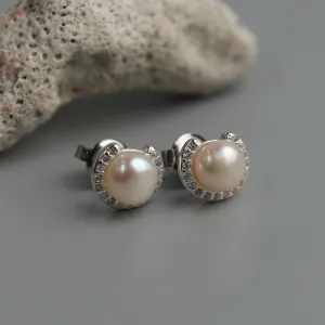 PURLIE S925 Silver White Fresh Water Pearl