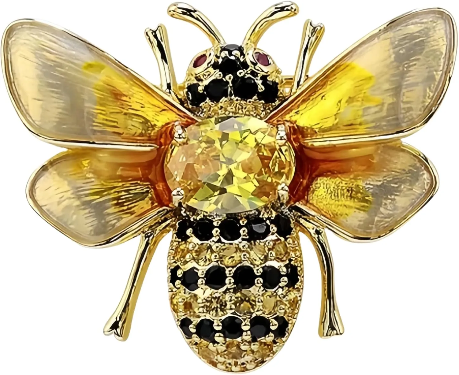 Rhinestone Bee Brooch Pin for Women Girls Gold Plated Fashion Cute Animal Insect Vintage Crystal Honeybee Bumblebee Brooches Lapel Pin Dress Accessories Wedding Christmas Jewellery Gift