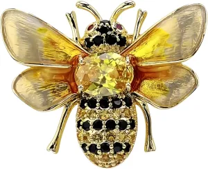 Rhinestone Bee Brooch Pin for Women Girls Gold Plated Fashion Cute Animal Insect Vintage Crystal Honeybee Bumblebee Brooches Lapel Pin Dress Accessories Wedding Christmas Jewellery Gift
