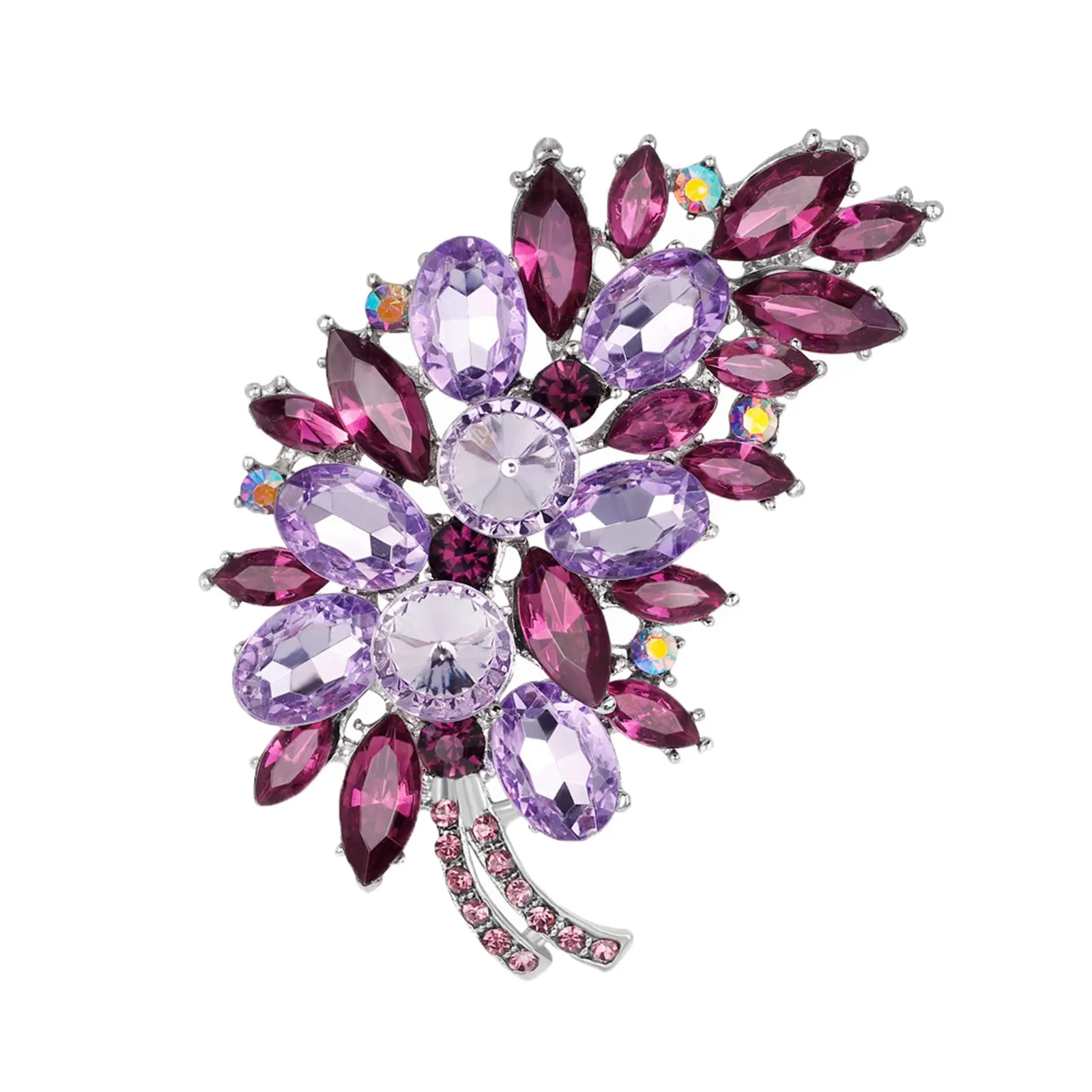 Rhinestone Crystal Feather Women Brooch Pins DIY Wedding Bouquet Brooches