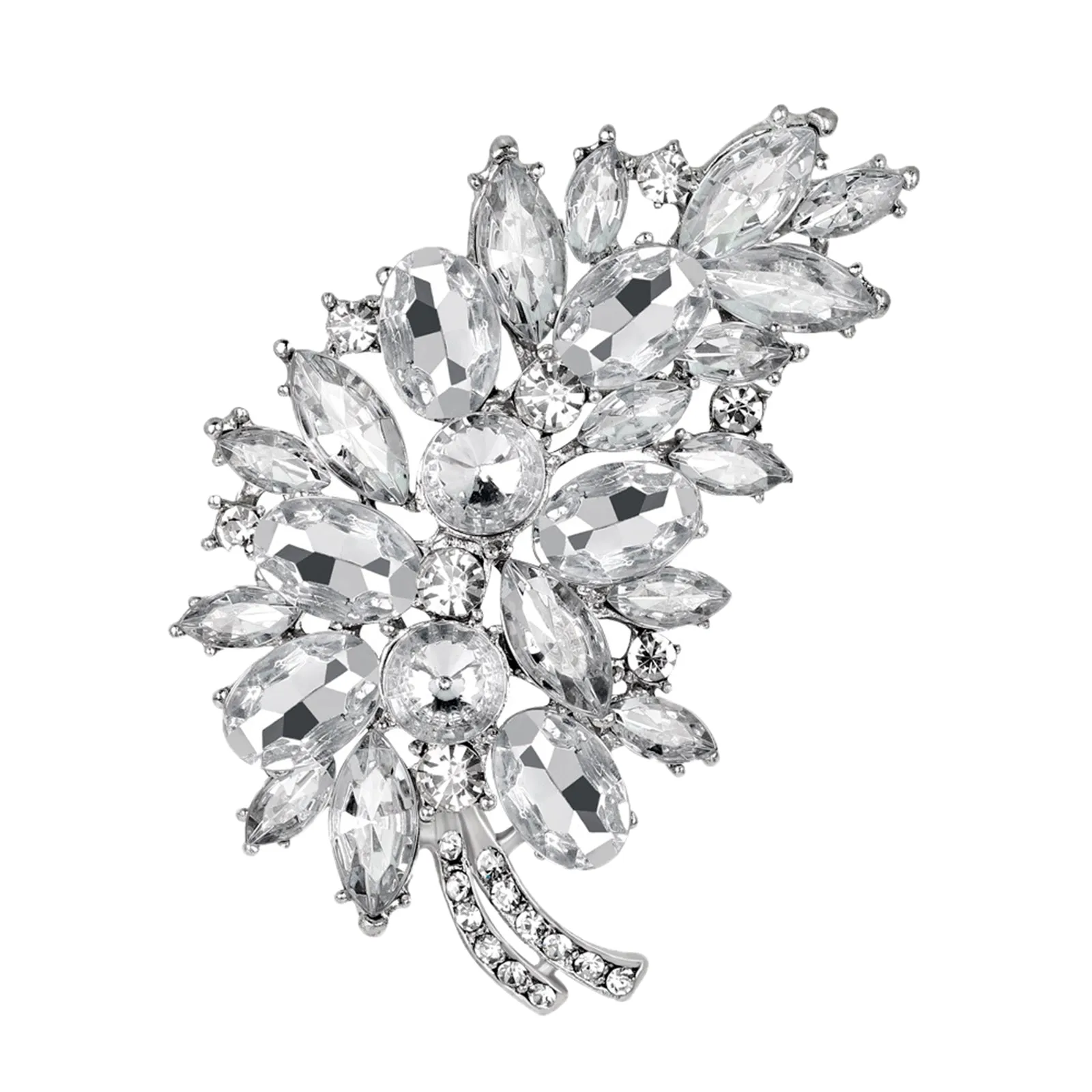 Rhinestone Crystal Feather Women Brooch Pins DIY Wedding Bouquet Brooches