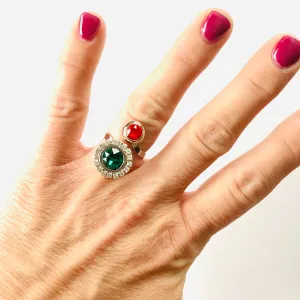 Rhinestone Wrap Ring in Holiday Hues