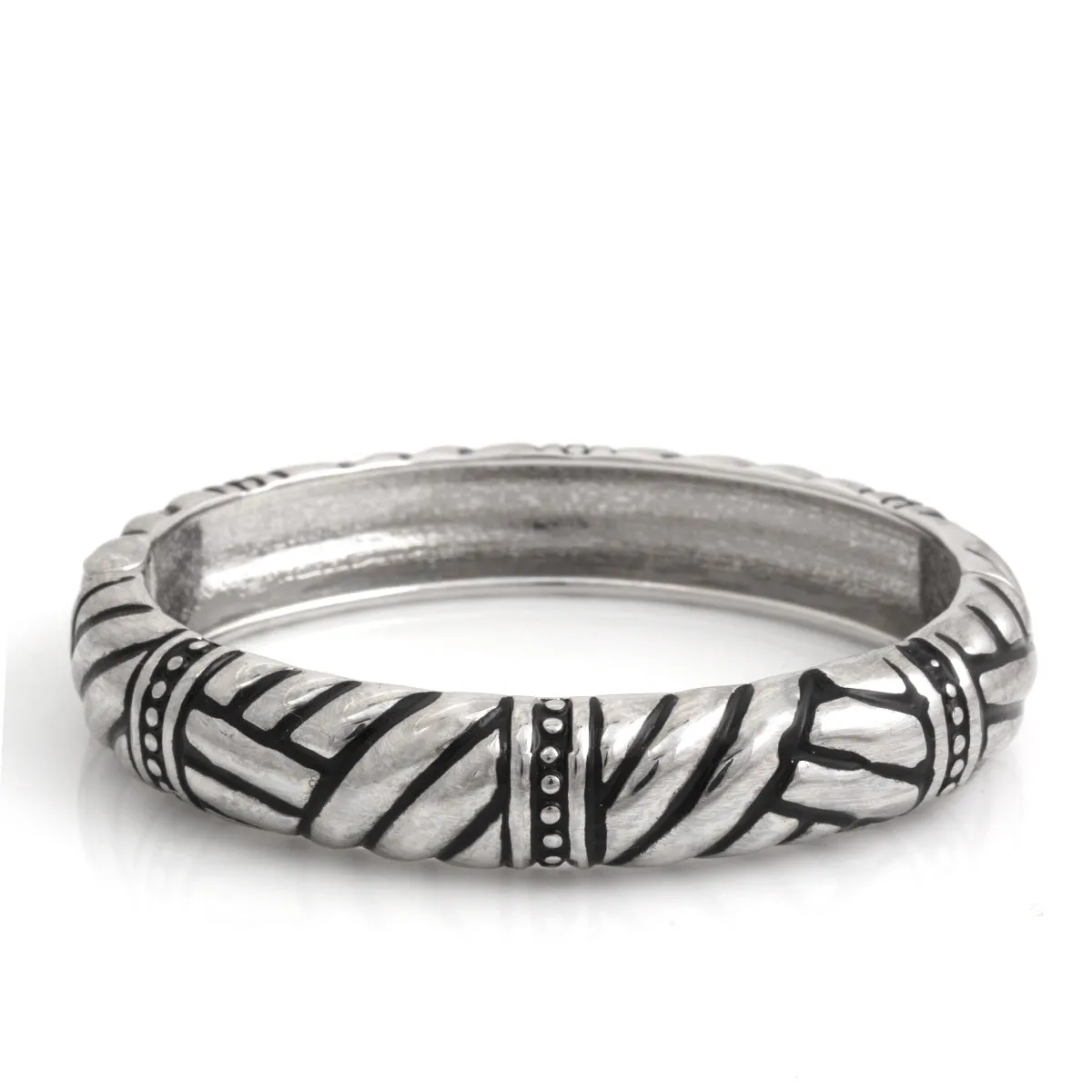 RHODIUM BAMBOO WOVEN PATTERN  BRACELET #HB1065 (PG3)