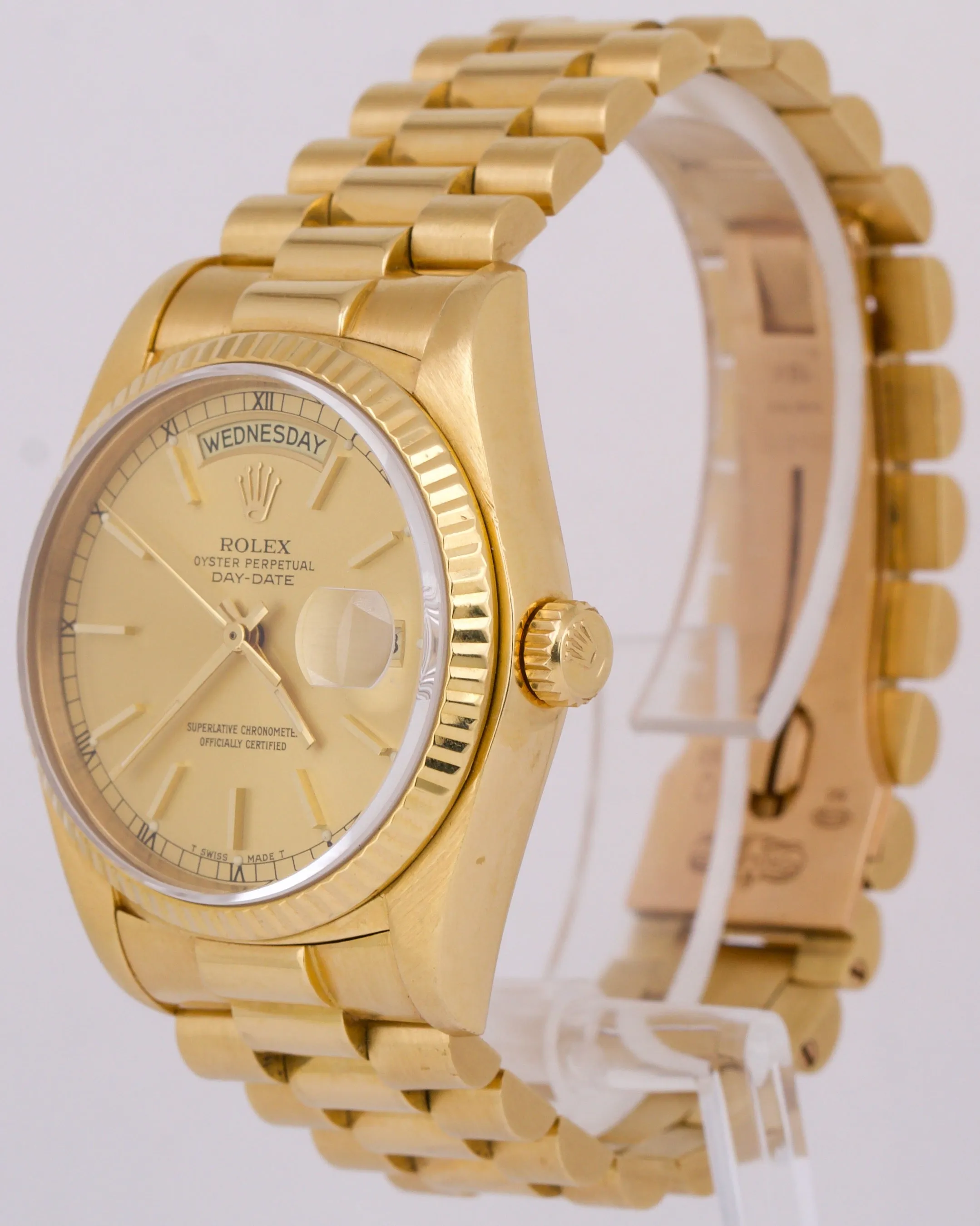 Rolex Day-Date President CHAMPAGNE 36mm 18K Yellow Gold Fluted Watch 18038