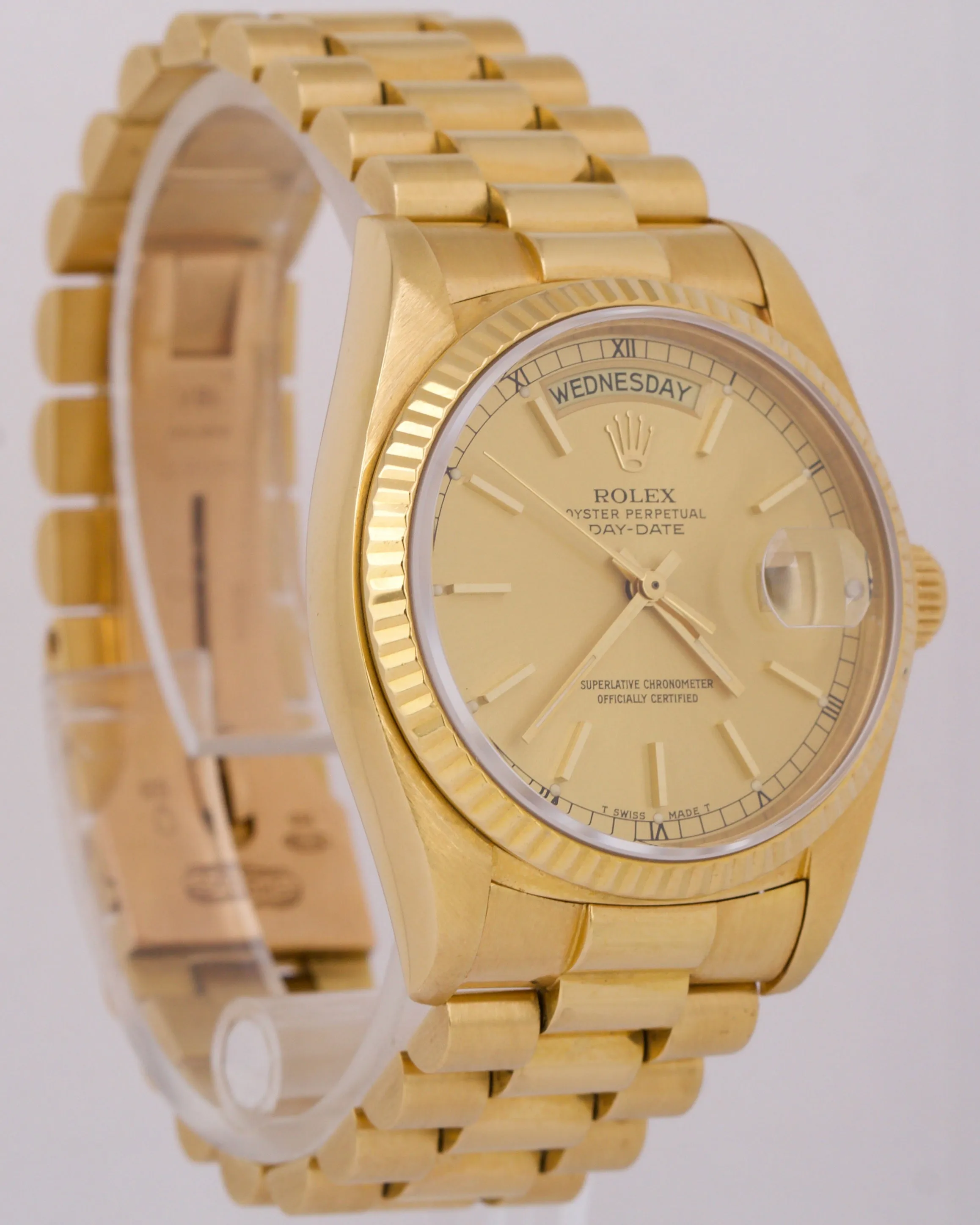 Rolex Day-Date President CHAMPAGNE 36mm 18K Yellow Gold Fluted Watch 18038