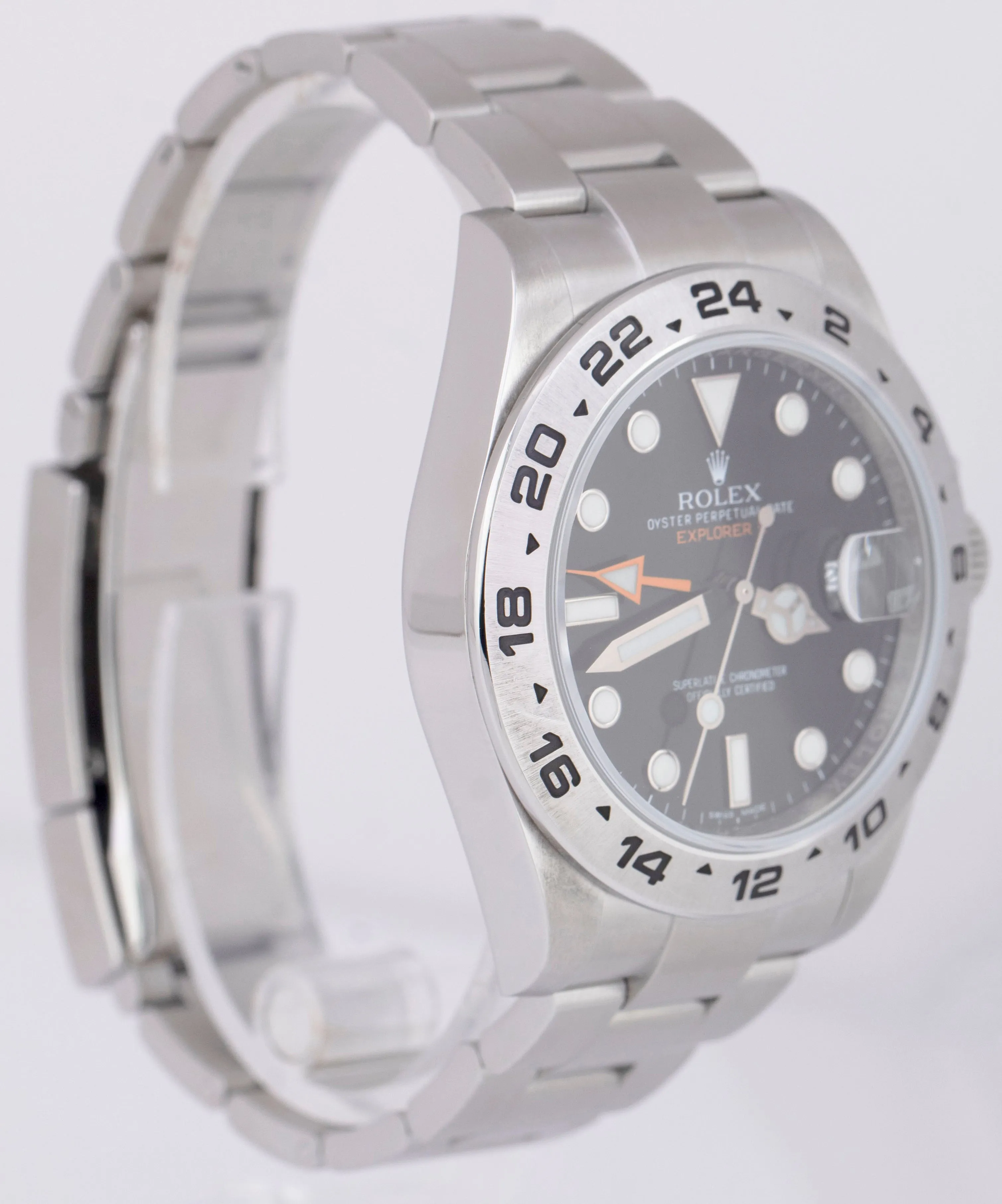Rolex Explorer II Black Dial PAPERS 216570 42mm Steel Orange GMT Date Watch B P