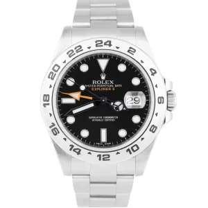 Rolex Explorer II Black Dial PAPERS 216570 42mm Steel Orange GMT Date Watch B P