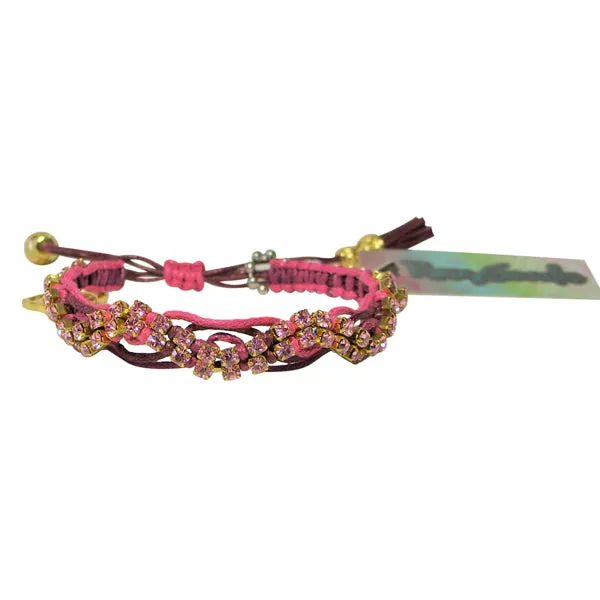 Rose Gonzales "Selena" Boheme Collection Woven Bracelet in Burgundy, Watermelon & Pink