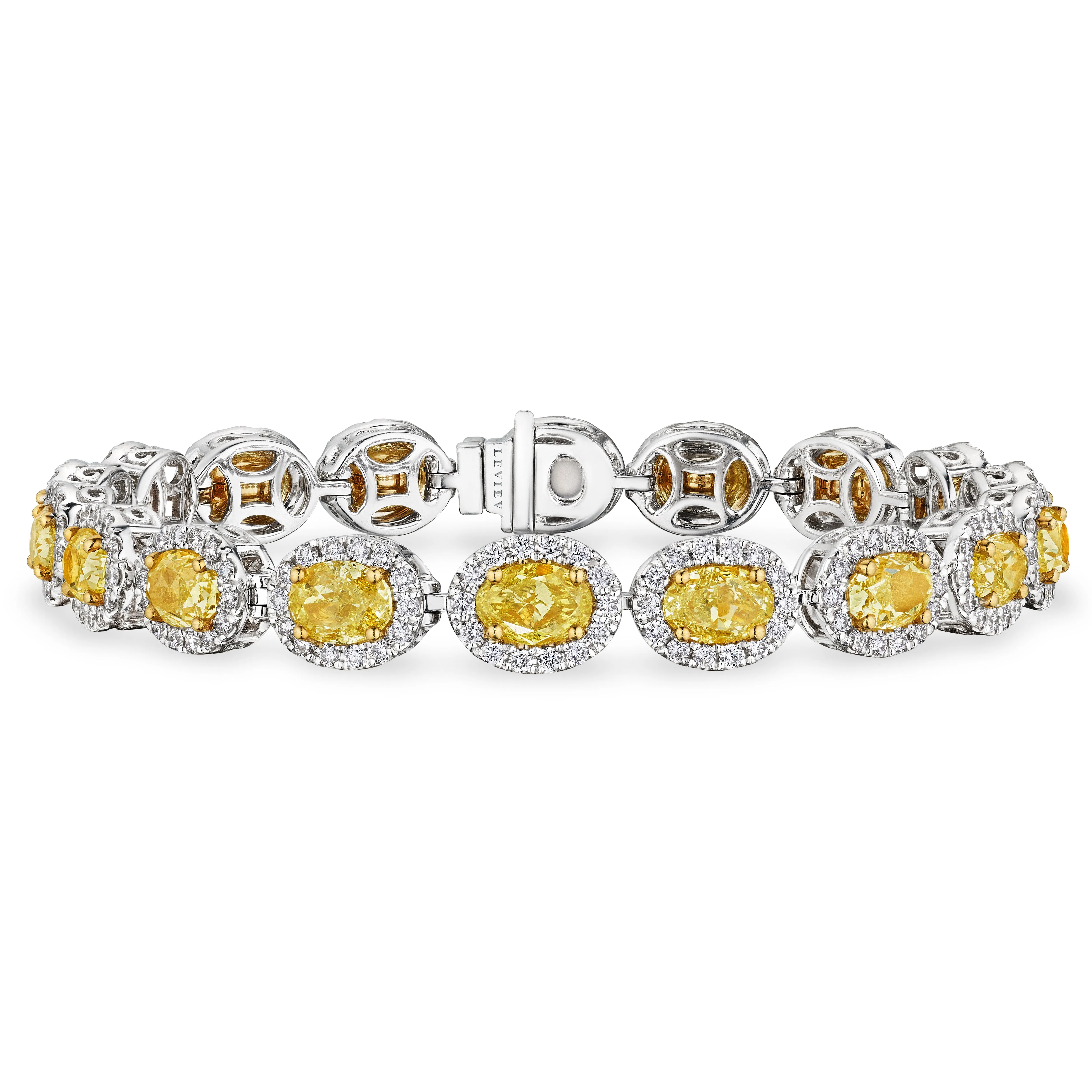 Round Shape Fancy Yellow Diamond Bracelet, 14 CT