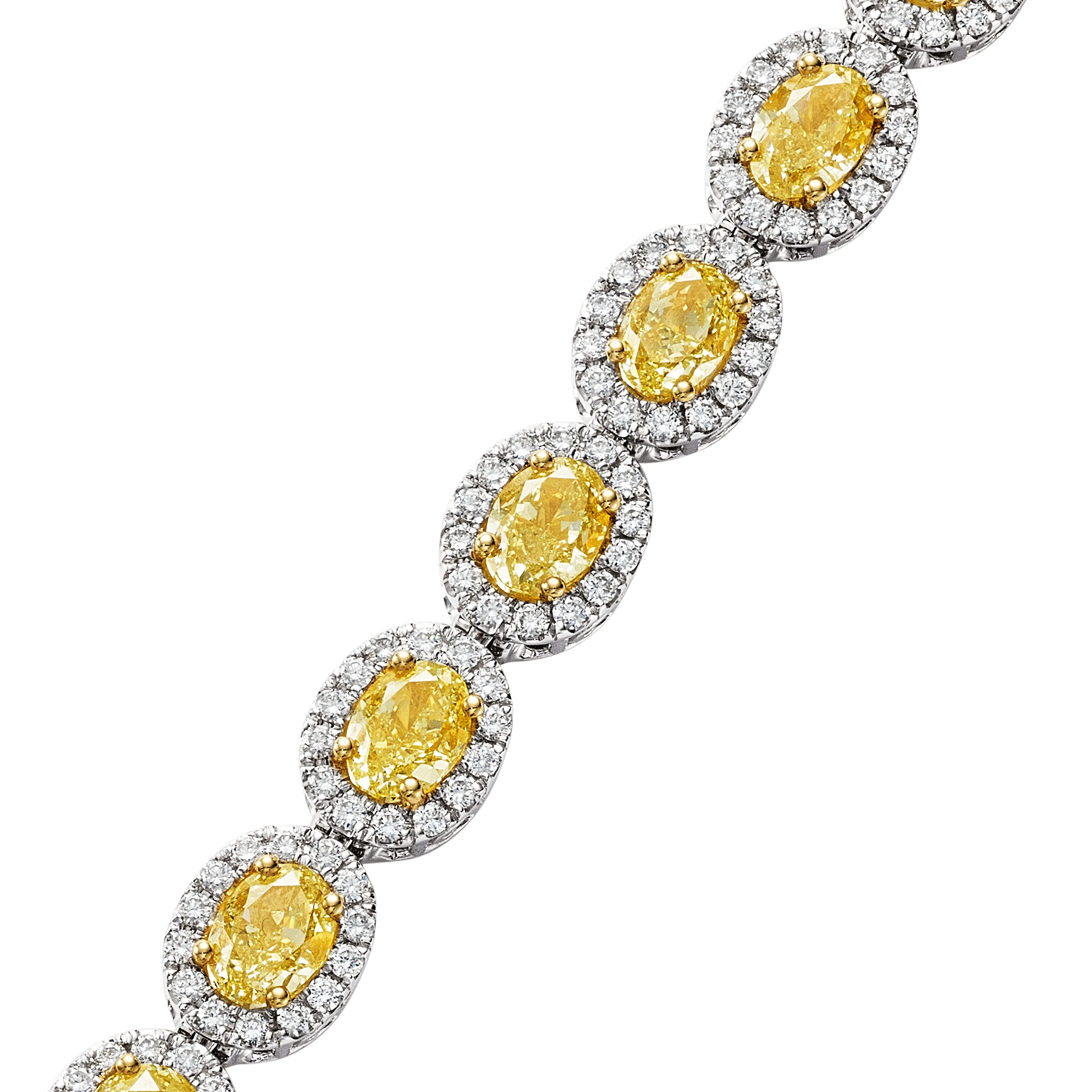 Round Shape Fancy Yellow Diamond Bracelet, 14 CT