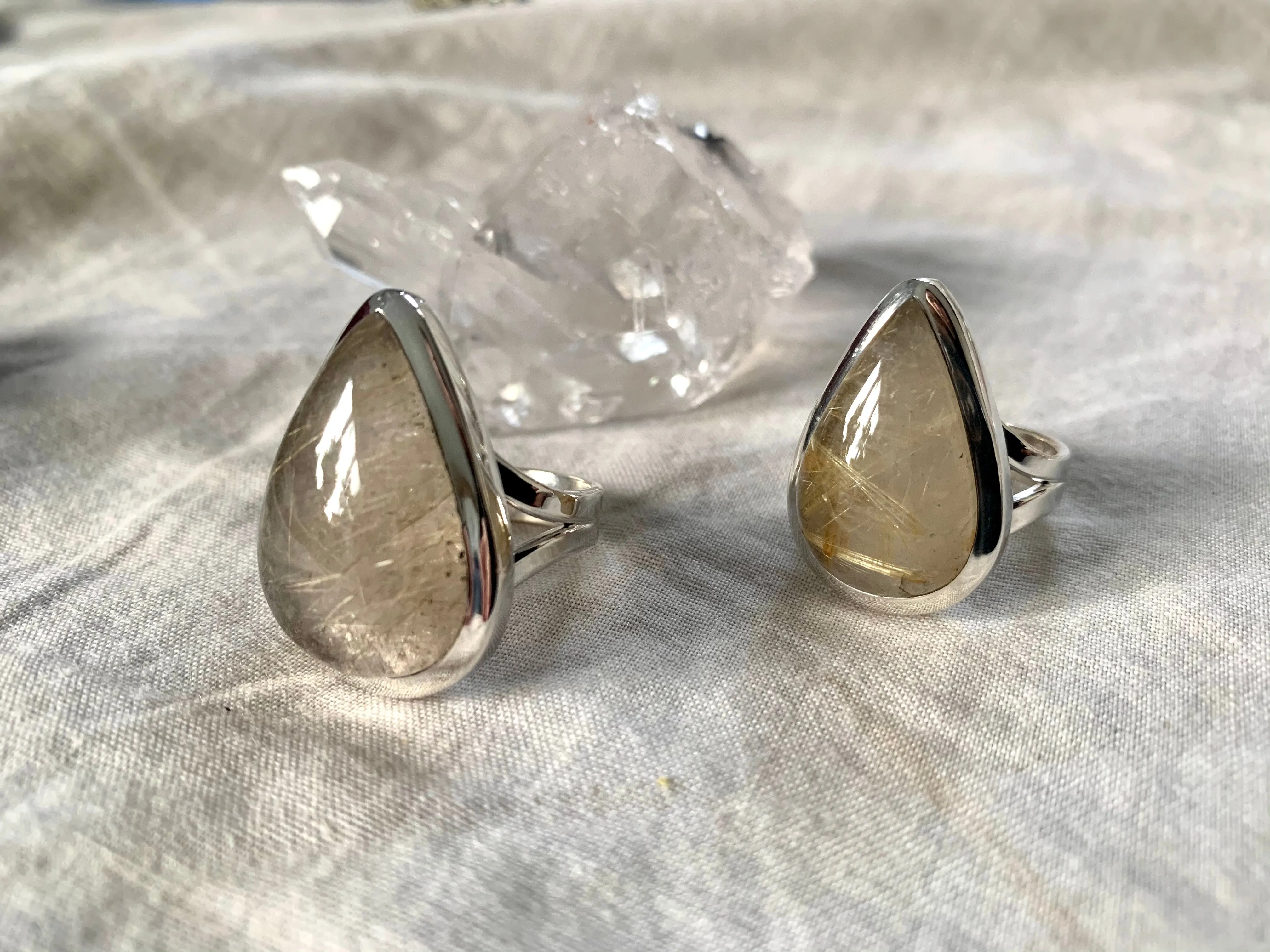 Rutilated Quartz Naevia Ring - Teardrop (US 7.5)