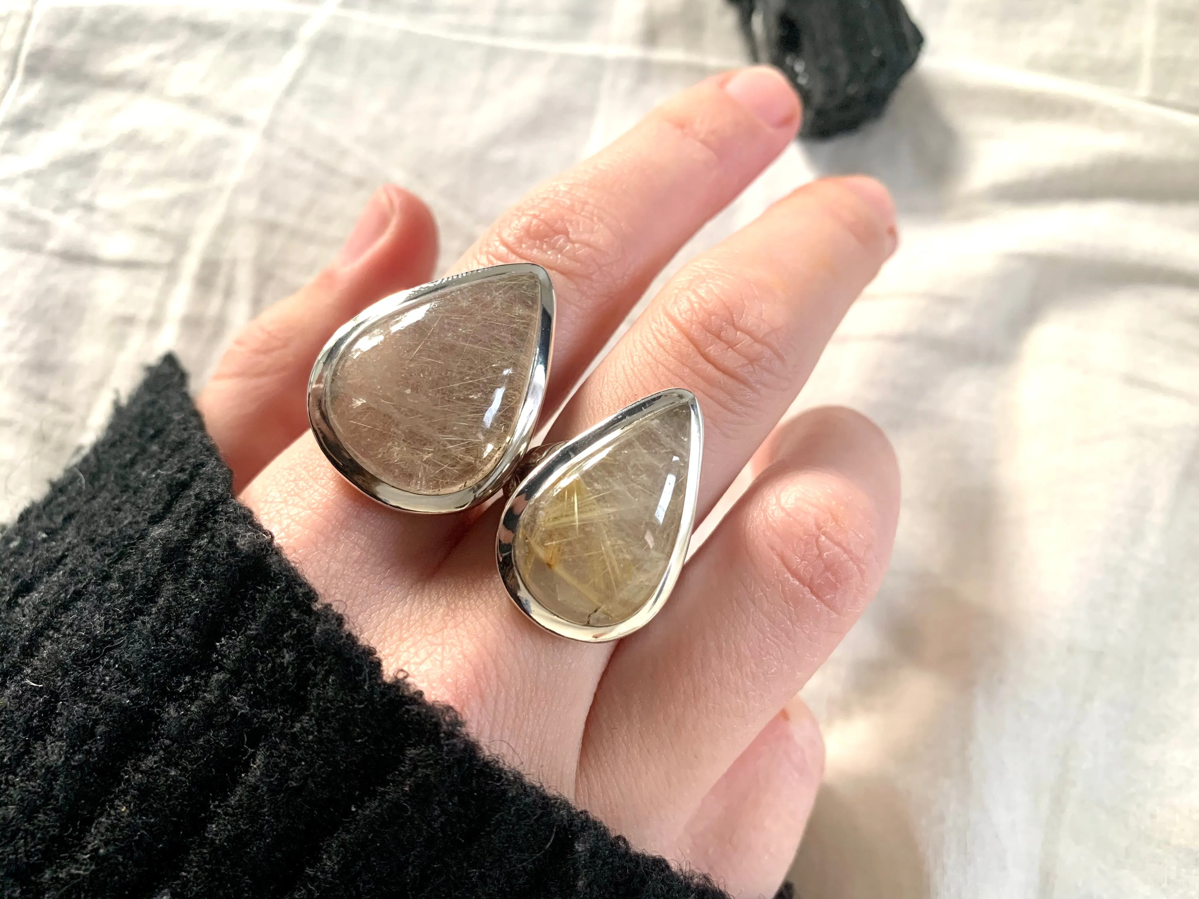 Rutilated Quartz Naevia Ring - Teardrop (US 7.5)