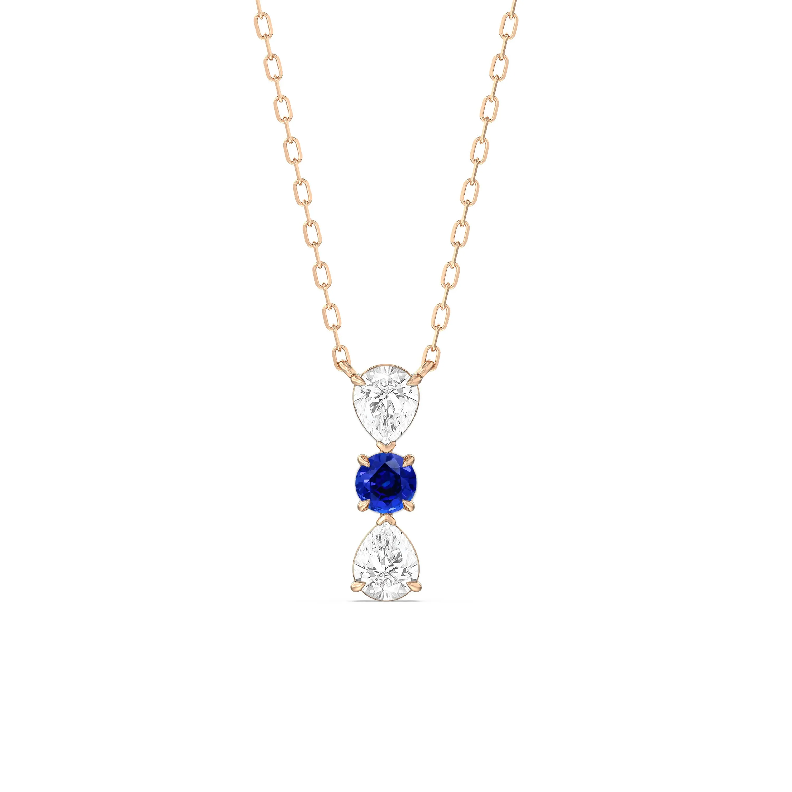 Sapphire and Diamond Shimmering Cascade Necklace