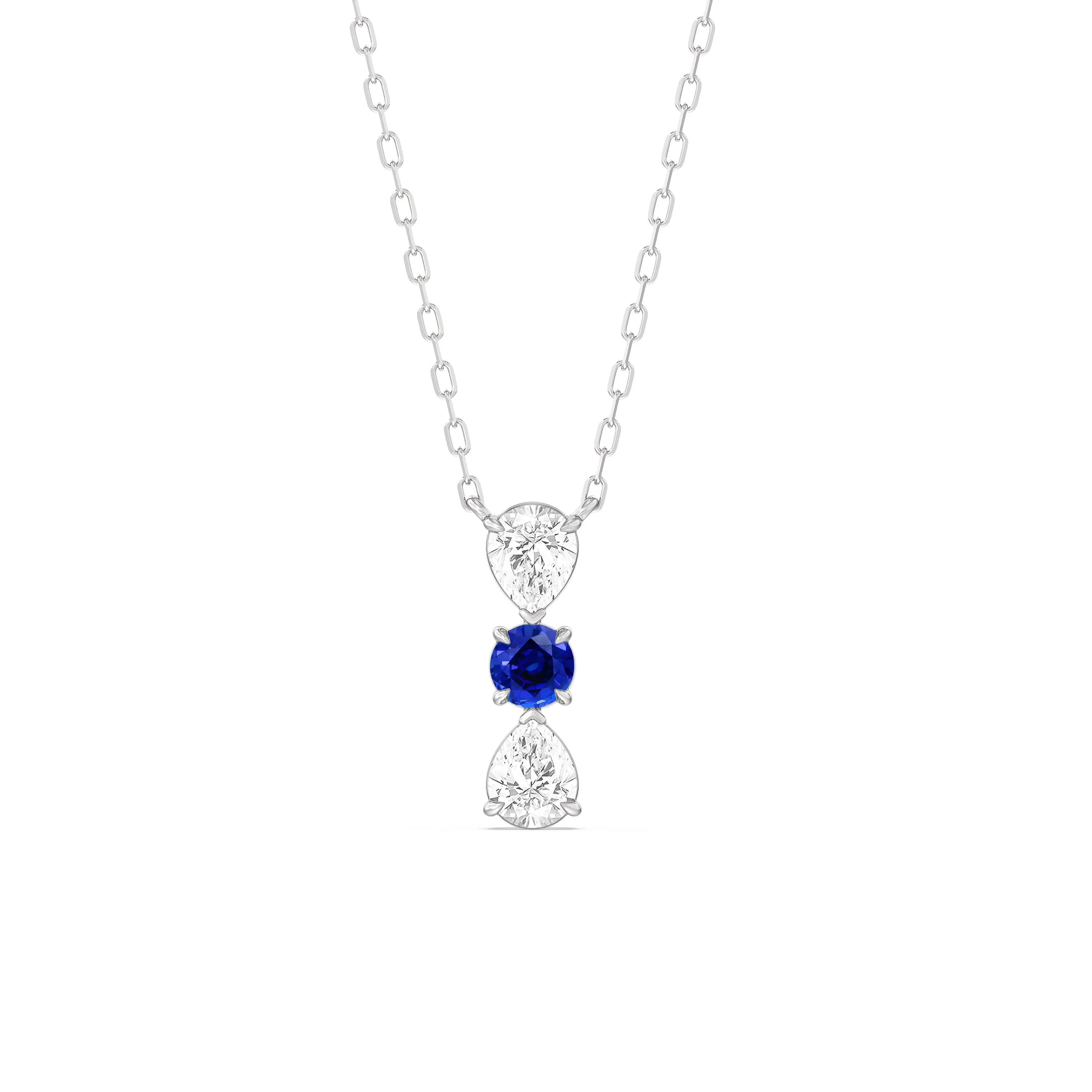 Sapphire and Diamond Shimmering Cascade Necklace
