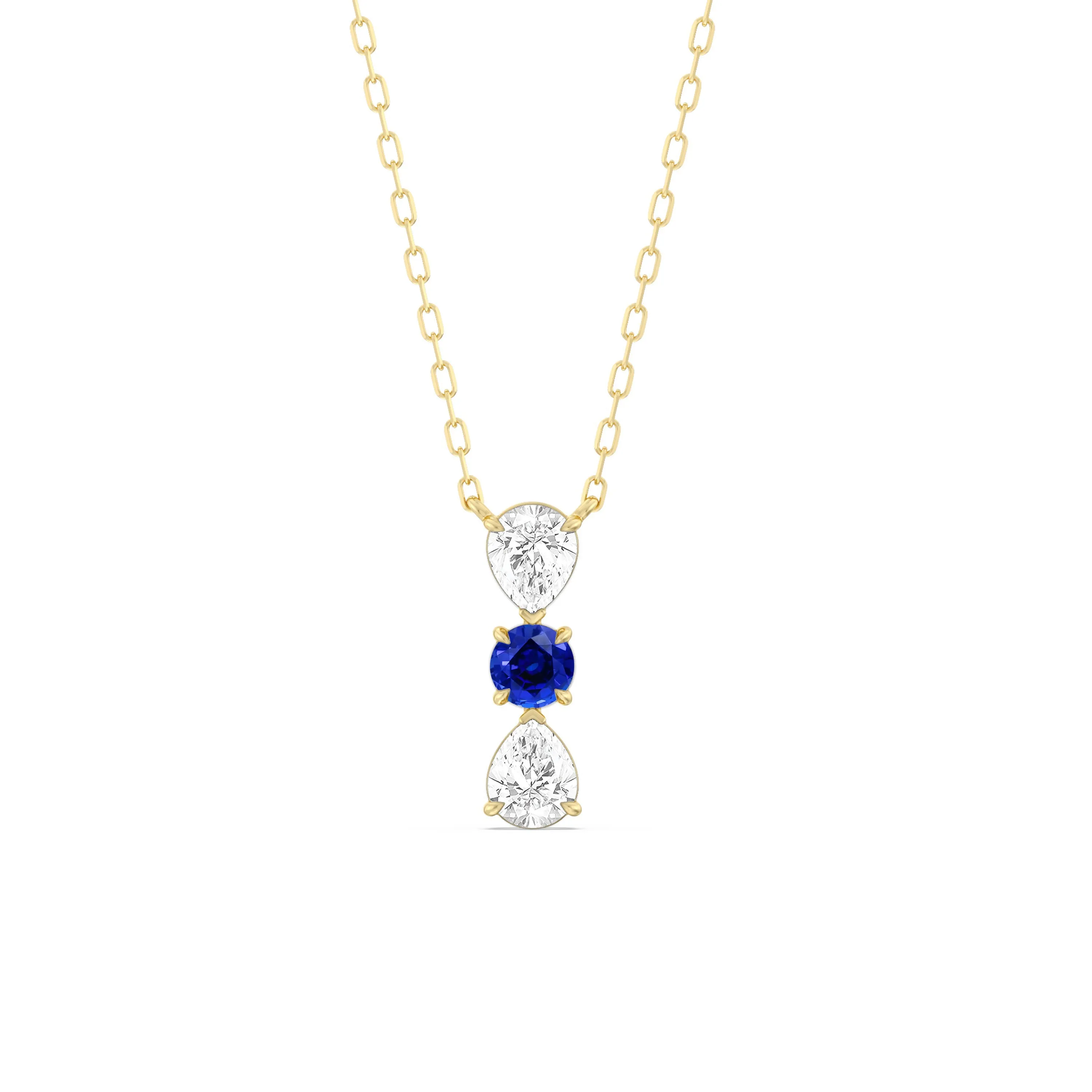 Sapphire and Diamond Shimmering Cascade Necklace
