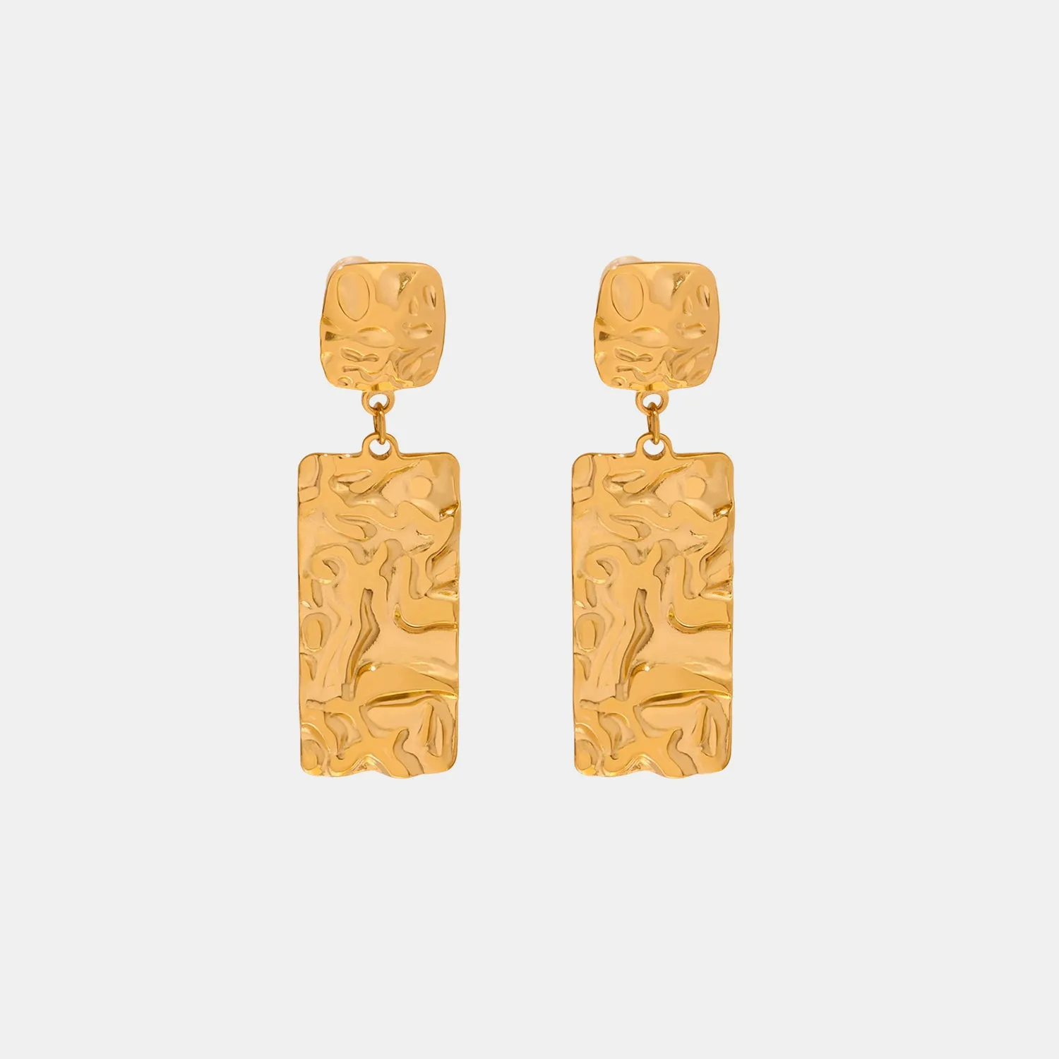 Sculpted Geometric Titanium Steel Dangle Earrings