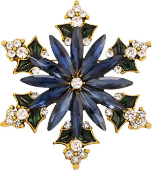 SELOVO Vintage Style Women's Crystal Snowflake Statement Brooch Pin Gold Tone
