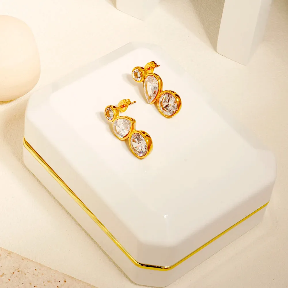 Shiny Cubic Zirconia Irregular Inlay Earrings